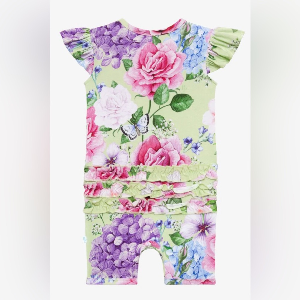 Posh Peanut Pink and Green Floral Romper